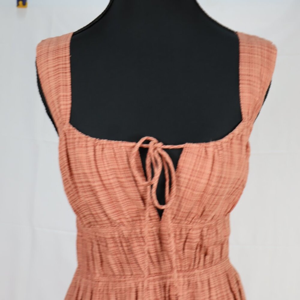 Roxy Peach Plaid Maxi Dress size M